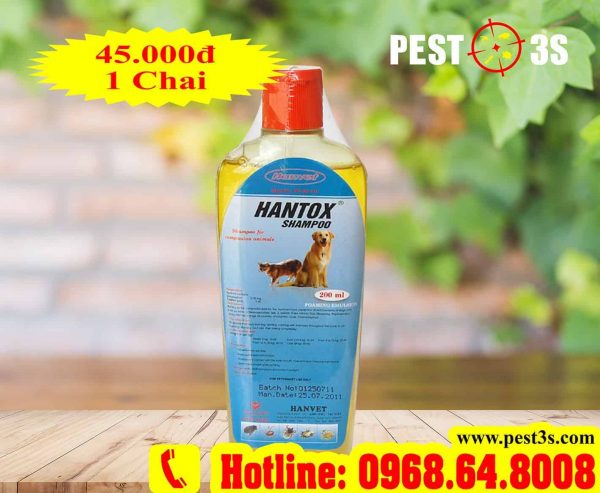 Hantox Shampoo (200ml) Chai trong - Thuốc tắm đặc trị bọ chét, bét, ve, chấy, rận...cho Chó Mèo