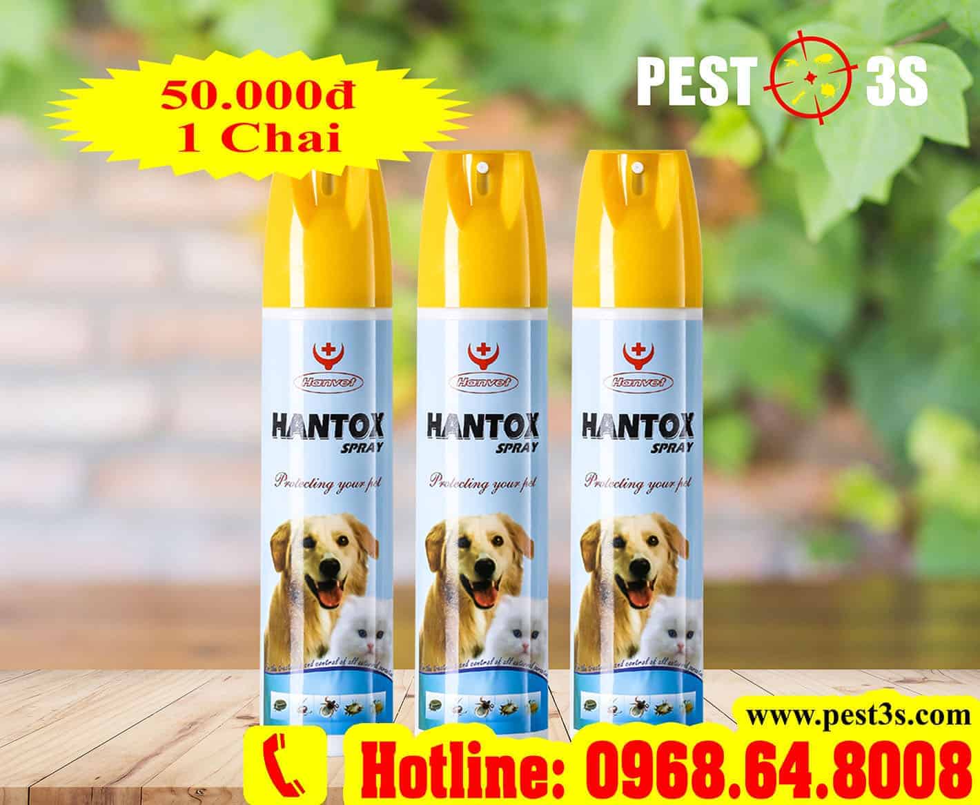 Hantox Spray (300ml) - Bình xịt phun sương phòng và diệt hiệu quả bọ chét, bét, ve, chấy, rận ở chó, mèo, thú cảnh...